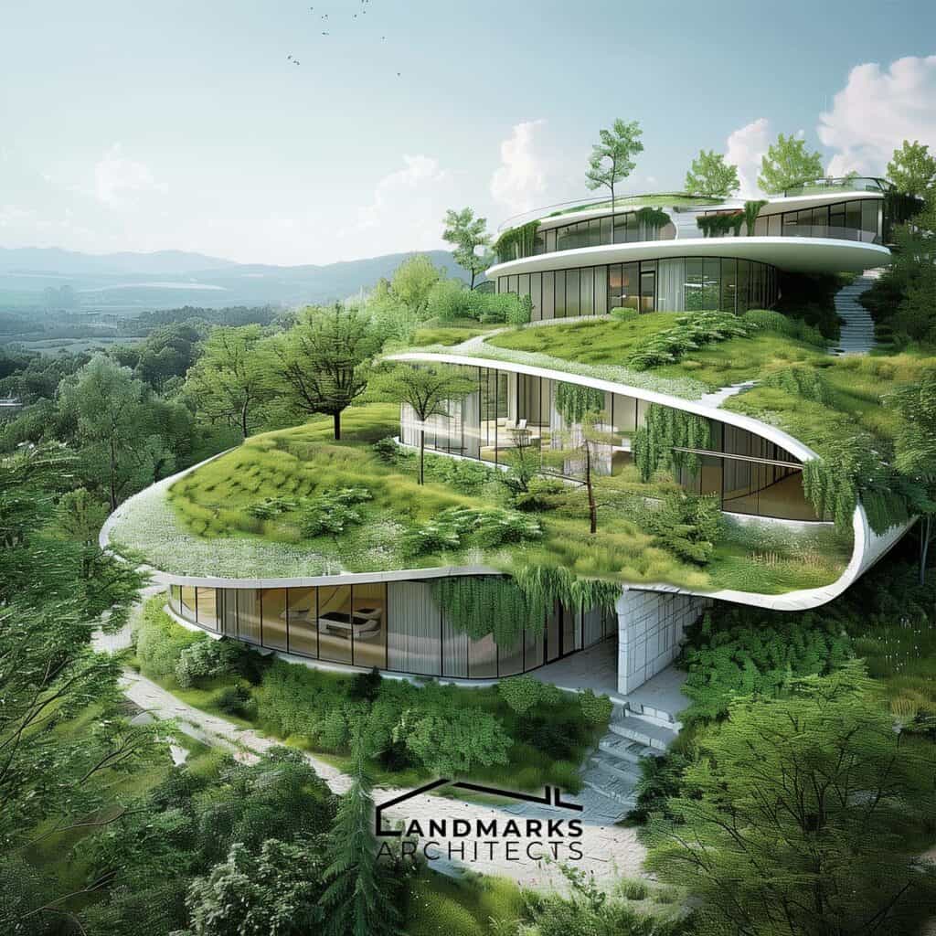 Sustainable architecture AI photo