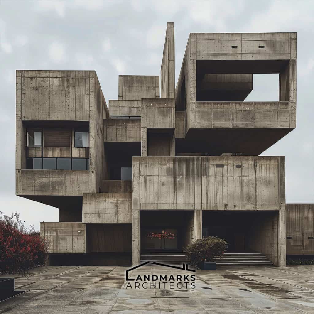 Brutalist architecture AI photo