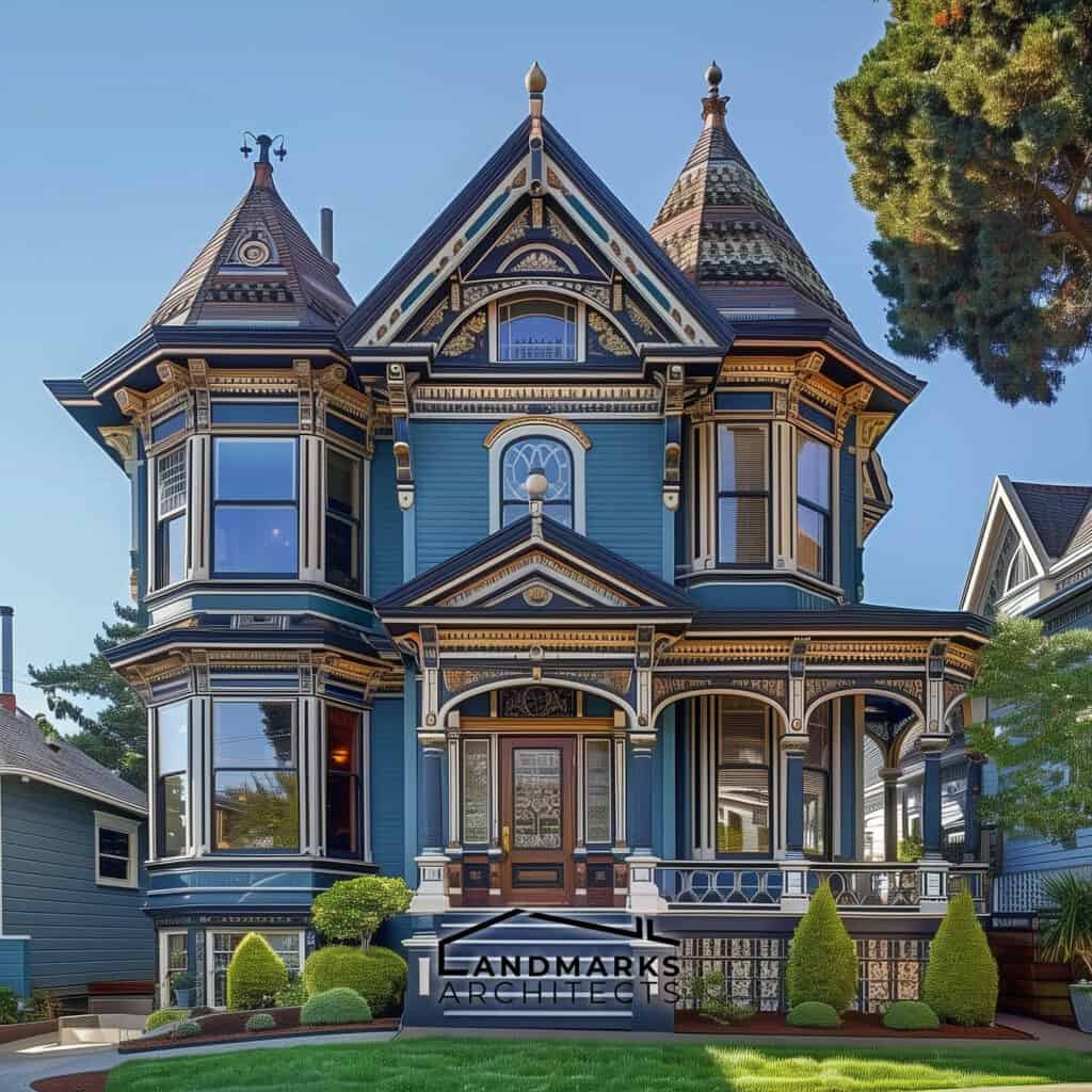 Old Victorian homes AI photo