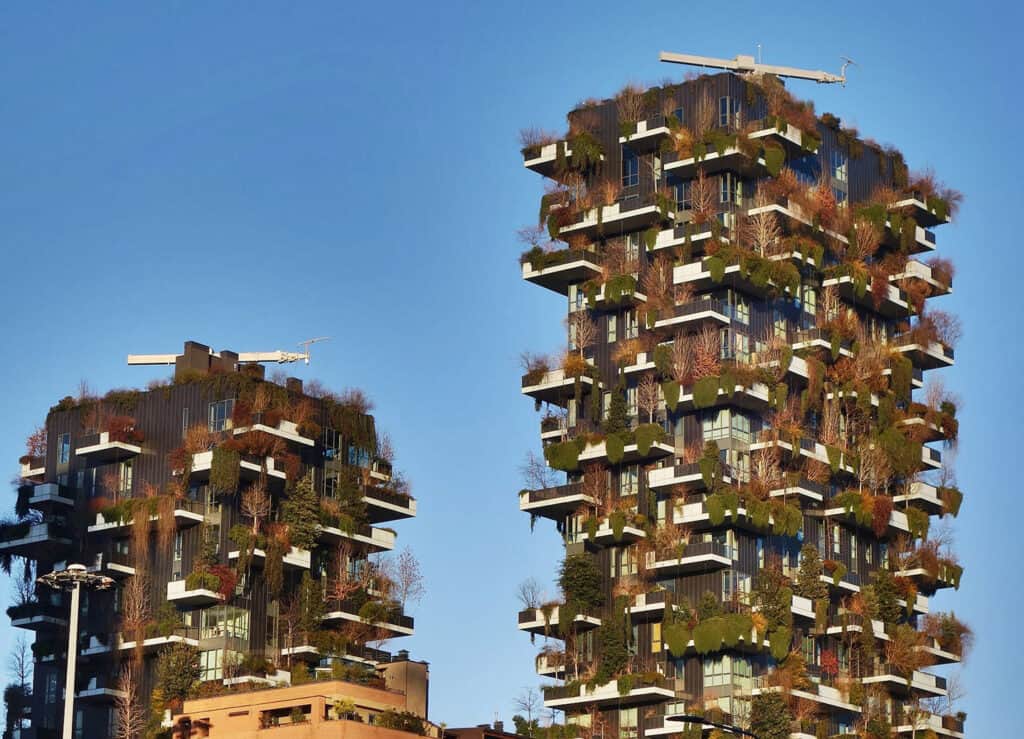 Bosco Verticale, Milan, Italy in fall-winter