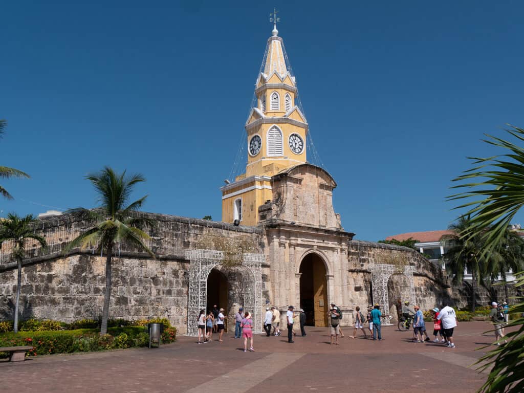 Main gate of the historic walled city in Cartagena, Colombia