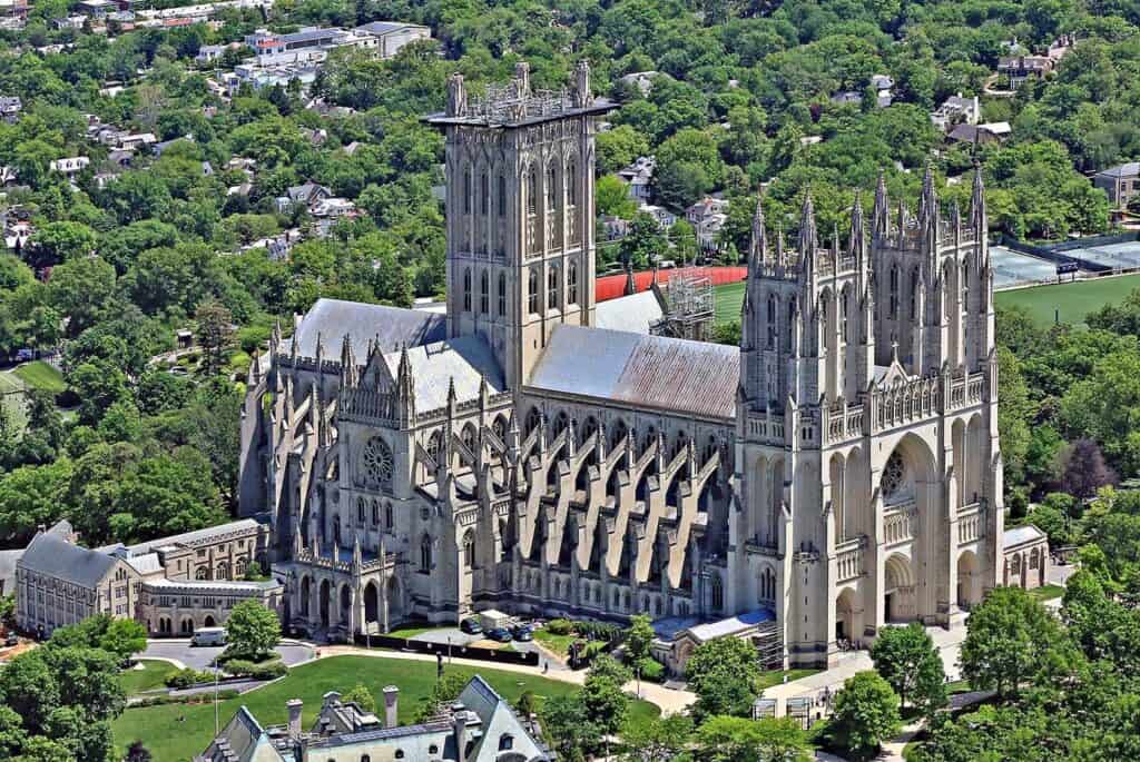 The Washington National Cathedral, a Gothic Revival church in Washington, D.C.