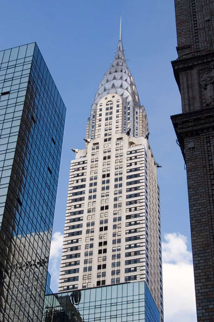 The Chrysler Building, an iconic Art Deco skyscraper in New York City