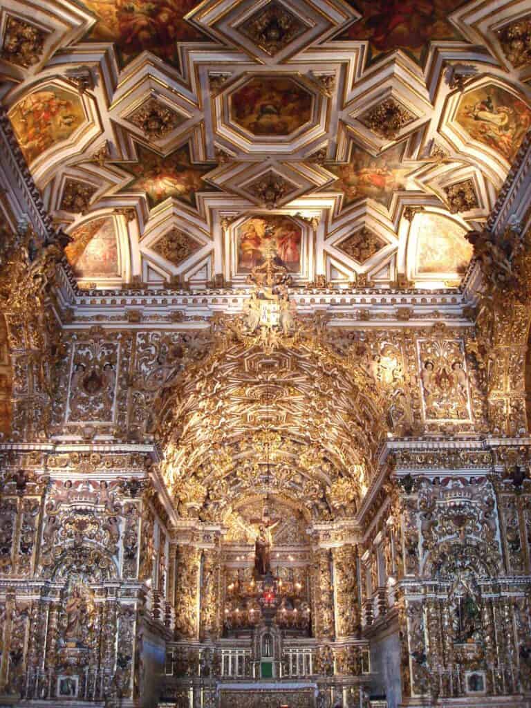 Interior of Sao Francisco Church in Salvador, Bahia, Brazil