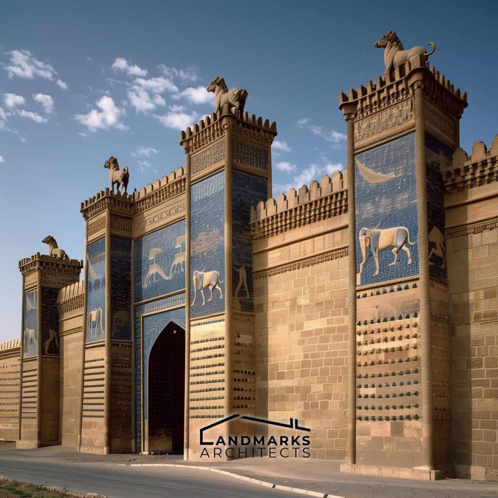 Ancient Mesopotamian city walls and Ishtar Gate