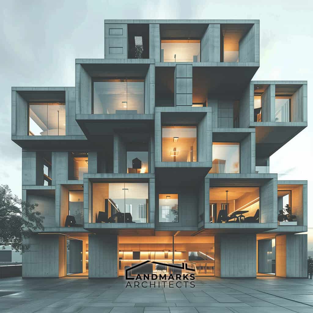 Modular design in architecture, photo AI