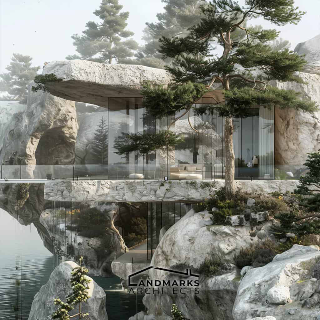 Modern Organic Architecture with nature, photo AI