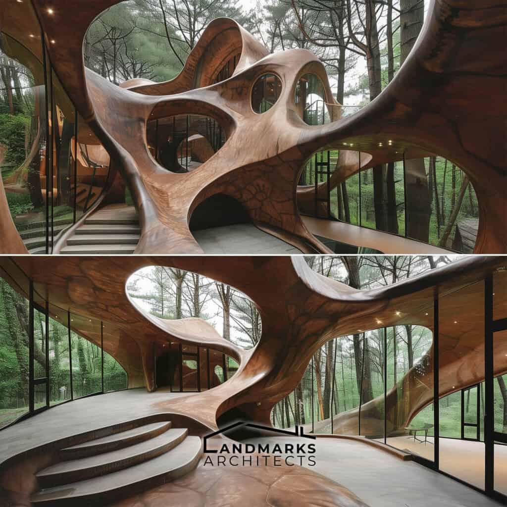 Organic forms in architecture, photo AI