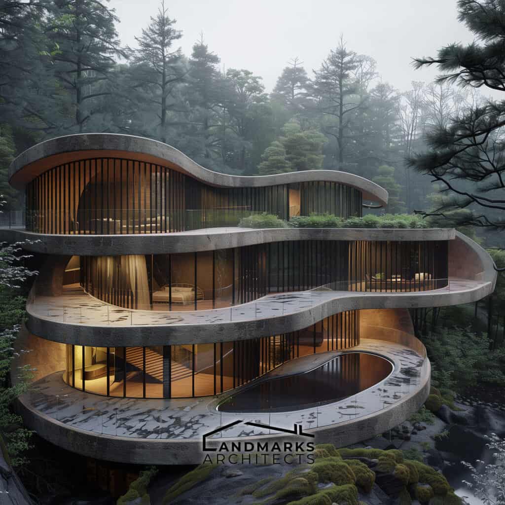 Modern Organic Architecture philosophy, photo AI