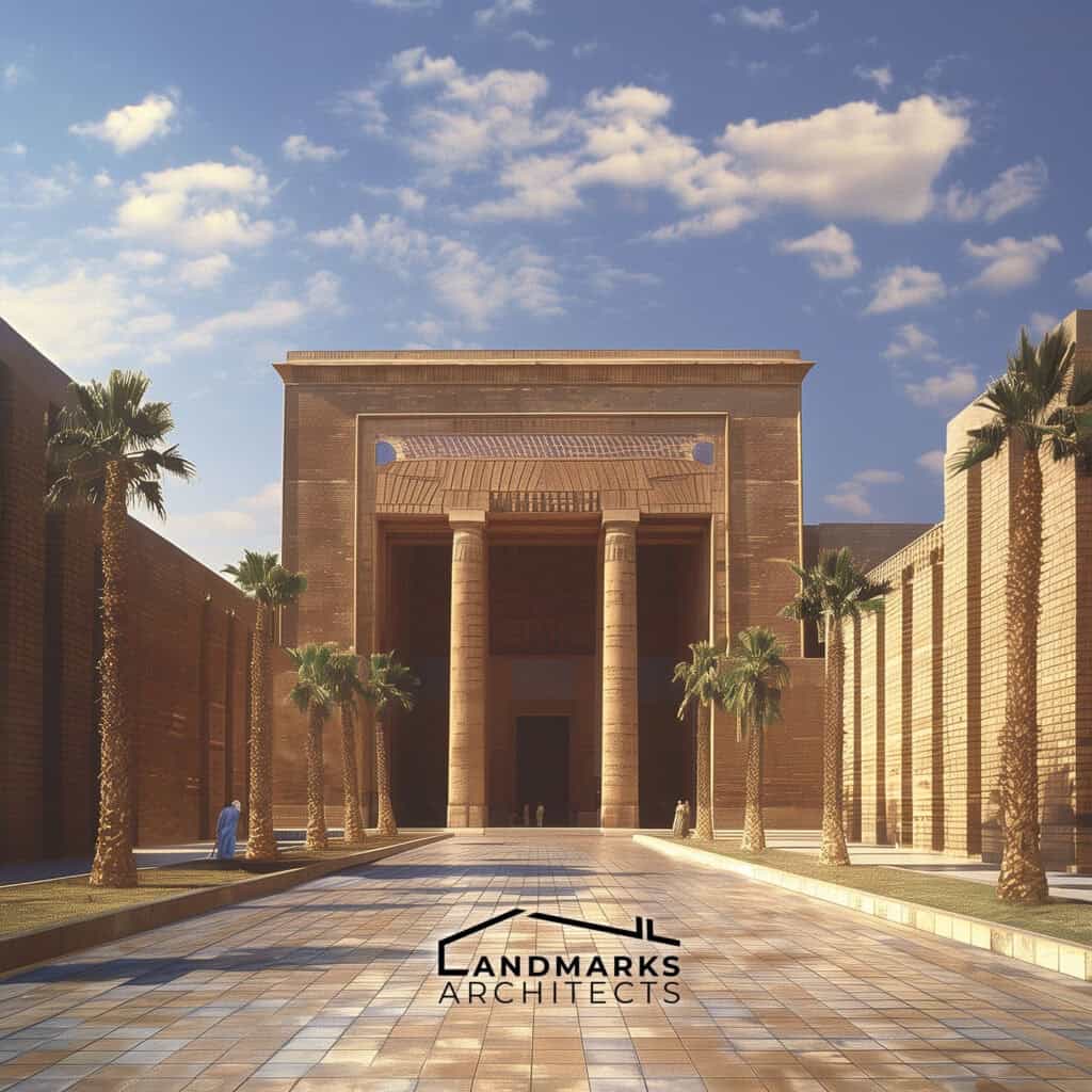 Mesopotamian palace with courtyards and intricate decor