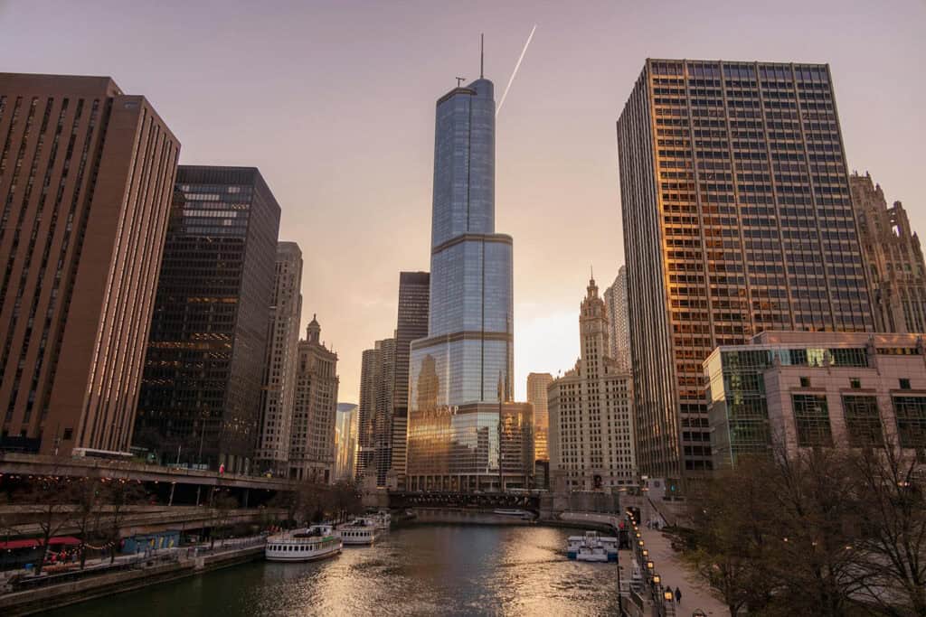 The Chicago River, a key feature of Chicago's urban landscape.