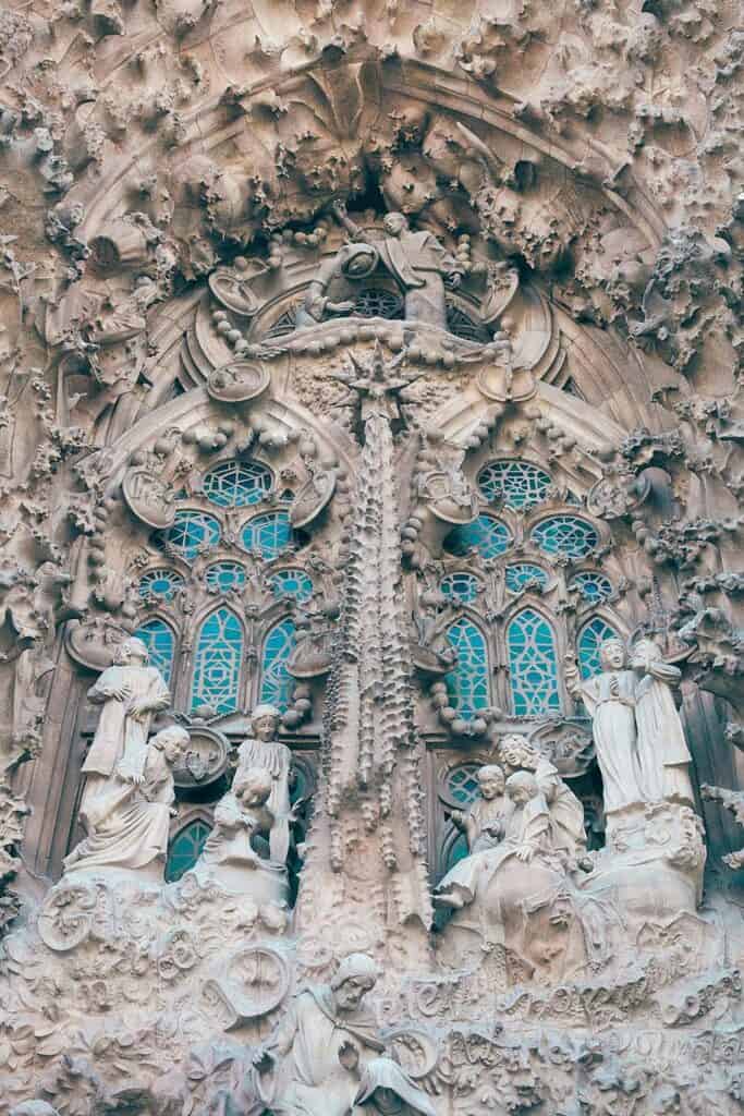 Ornamental facade of an old Catholic cathedral