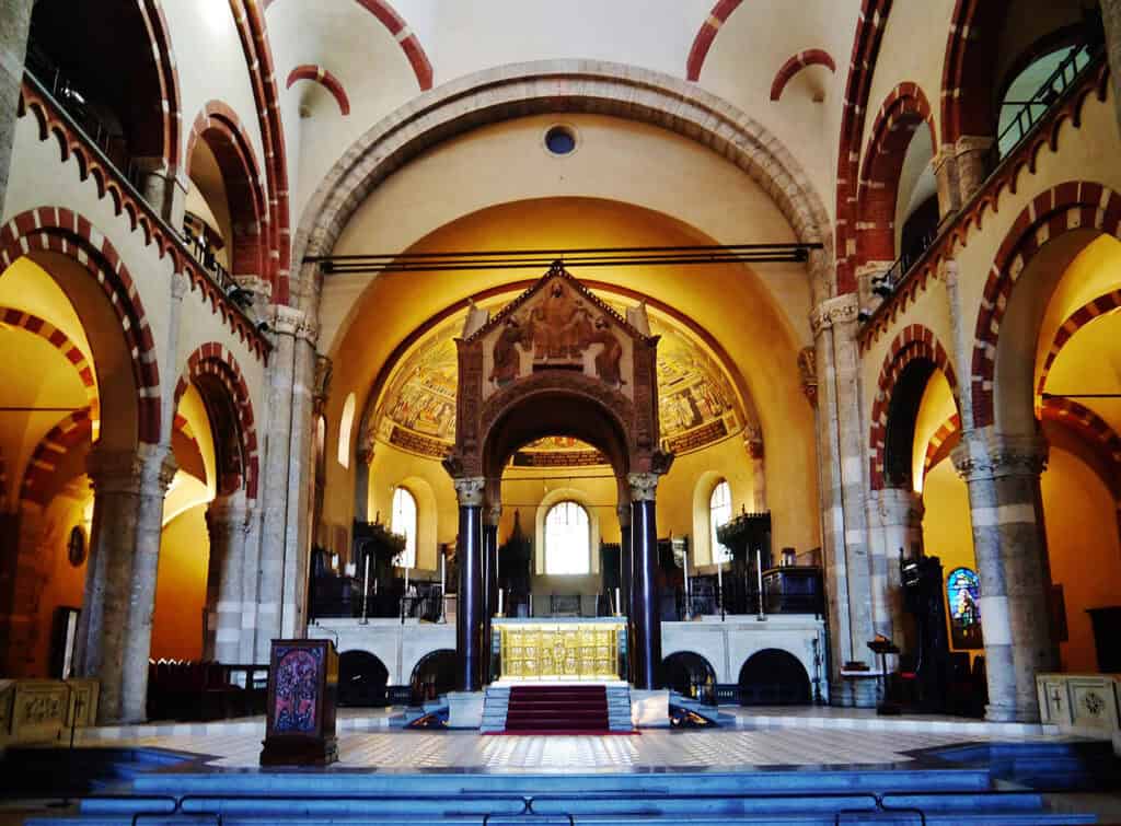 Interior of Basilica of Saint Ambrose, Milan, Italy