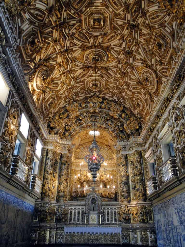 Intricate interior of São Francisco Church in Salvador, Brazil