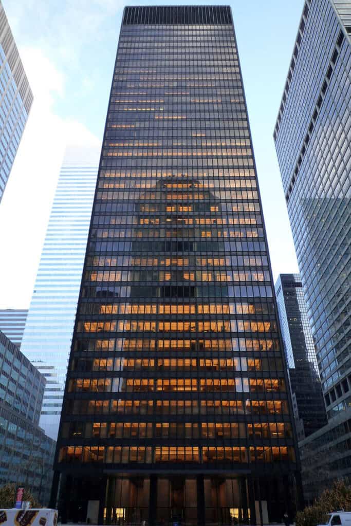 The Seagram Building, a modernist skyscraper in New York City