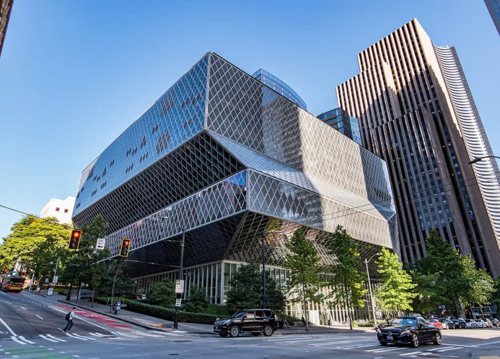 The Seattle Central Library, a modern architectural marvel in Seattle.