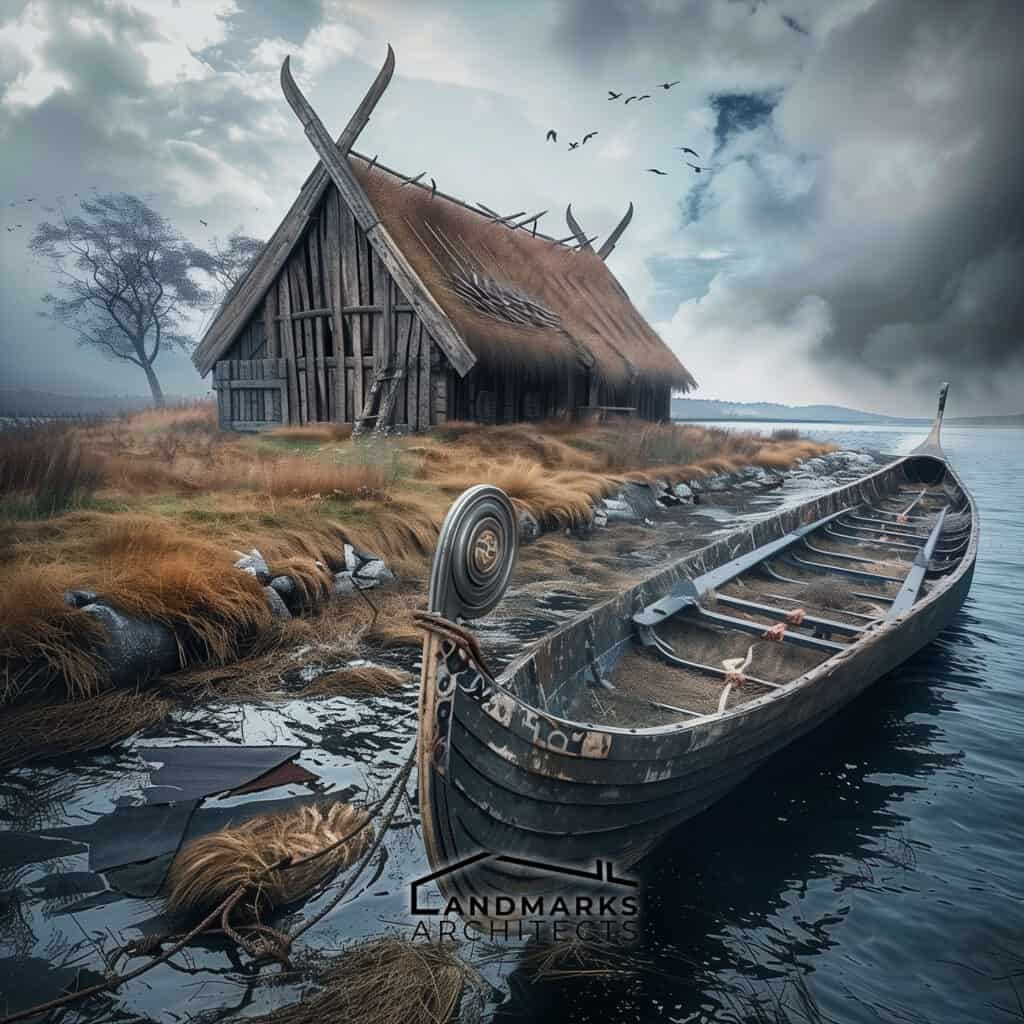 Viking architecture influenced by culture and environment, photo AI"