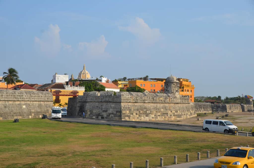 Las Murallas, historic walls surrounding Cartagena, Colombia