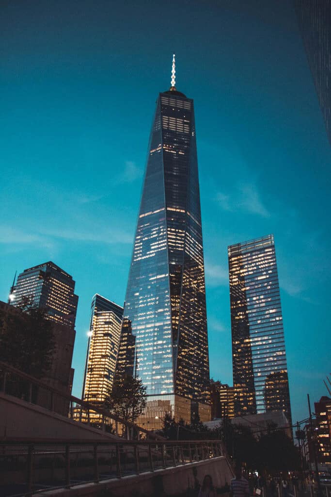 One World Trade Center, a modern skyscraper in New York City