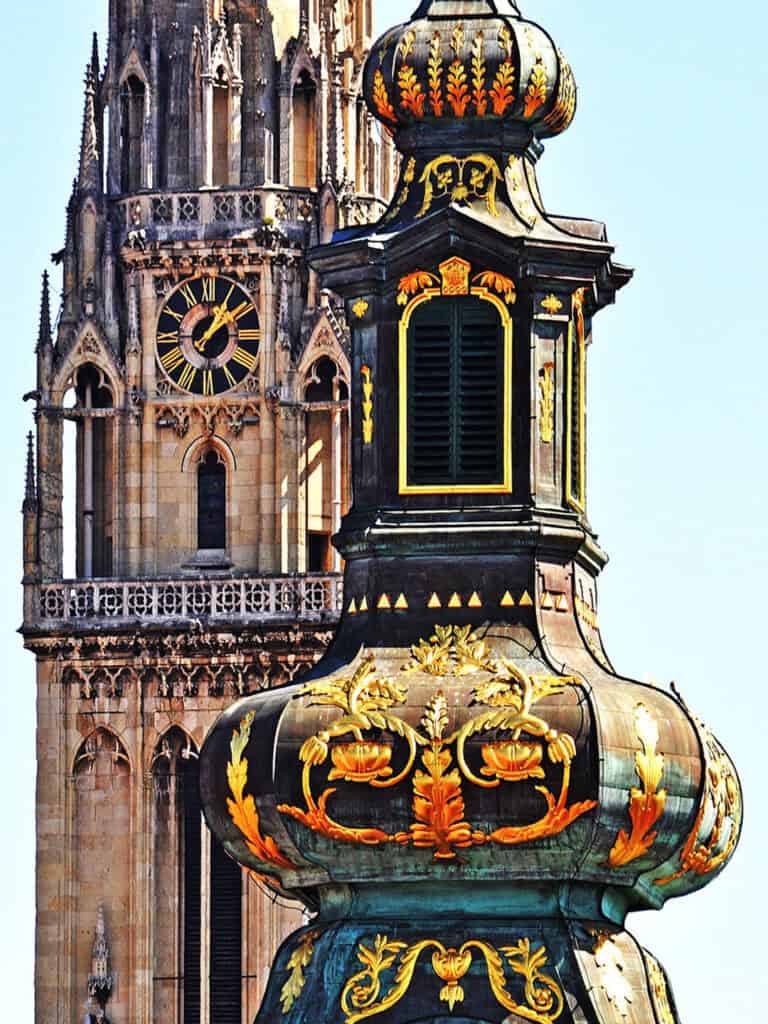 Baroque and Gothic: Towers of the Church of St. Mary and Zagreb Cathedral