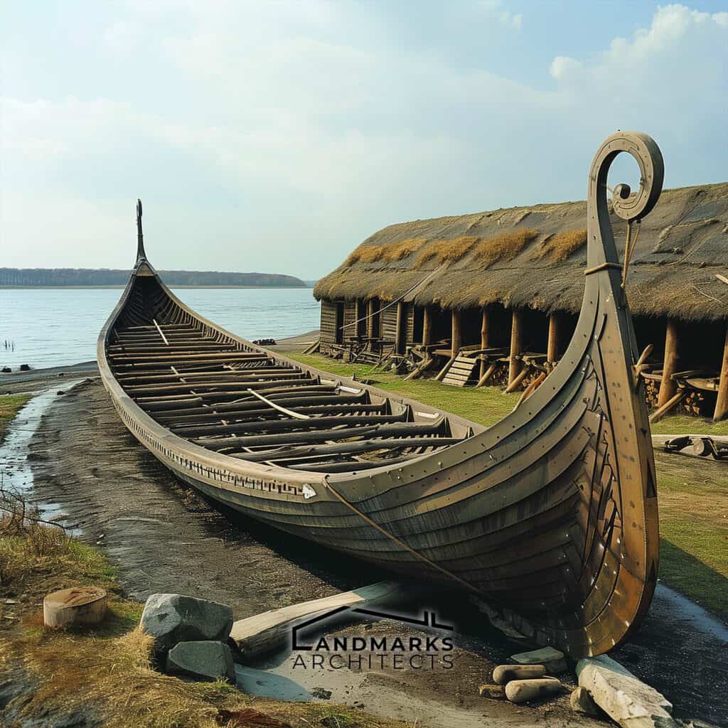 Viking longhouses, photo AI