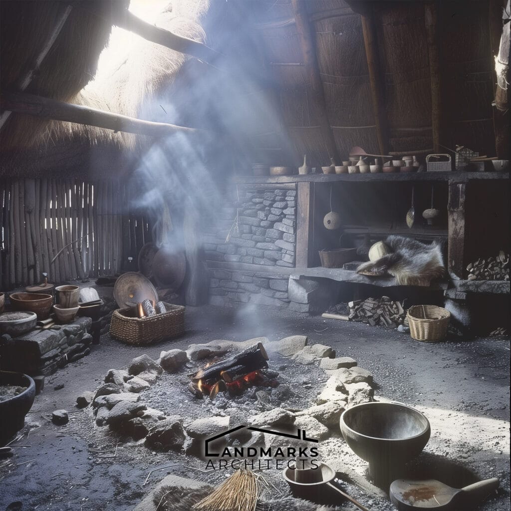 Viking central hearth, photo AI