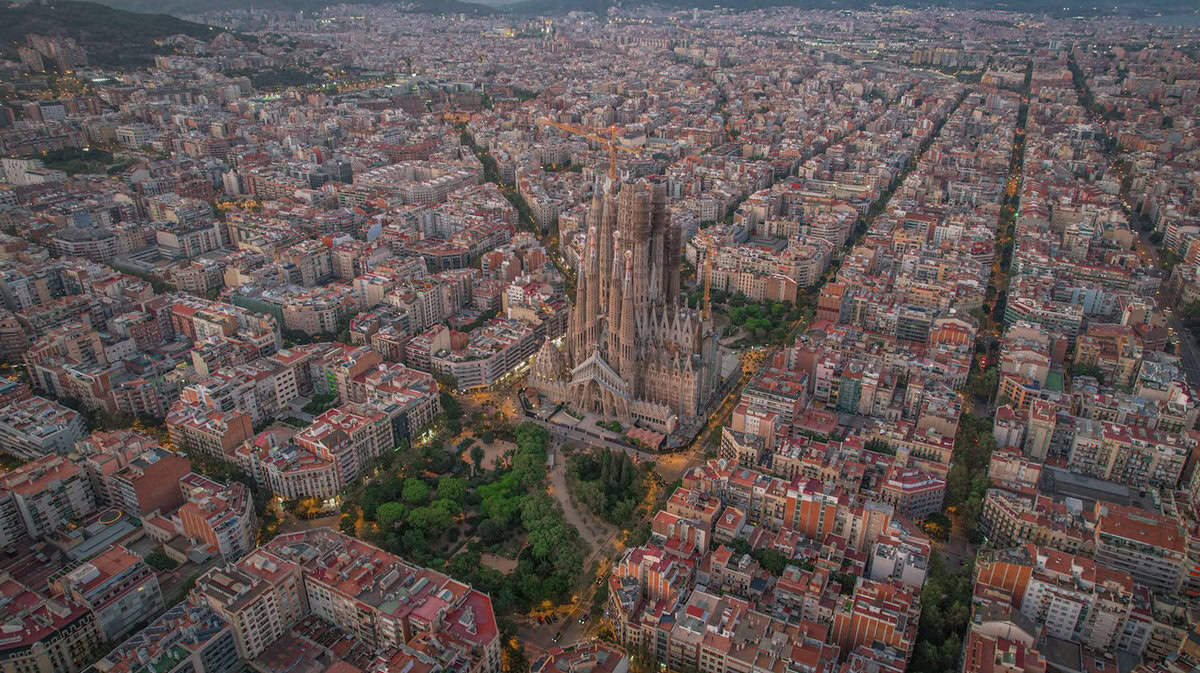 Aerial view of Barcelona, Spain