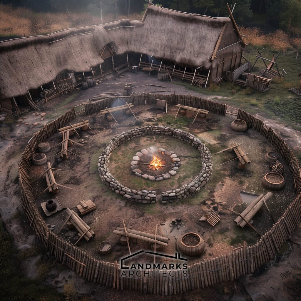 Viking longhouse layout, photo AI