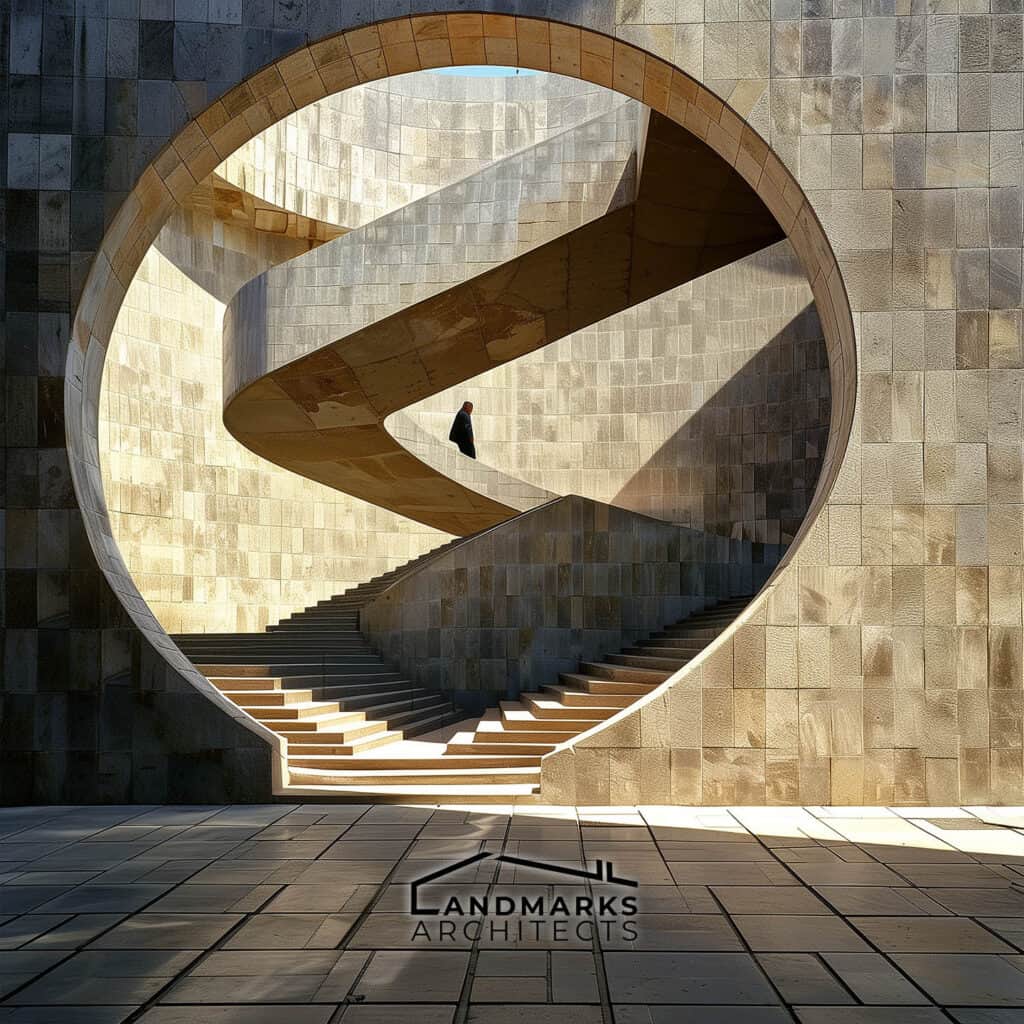 Geometric forms and architectural innovation, photo AI