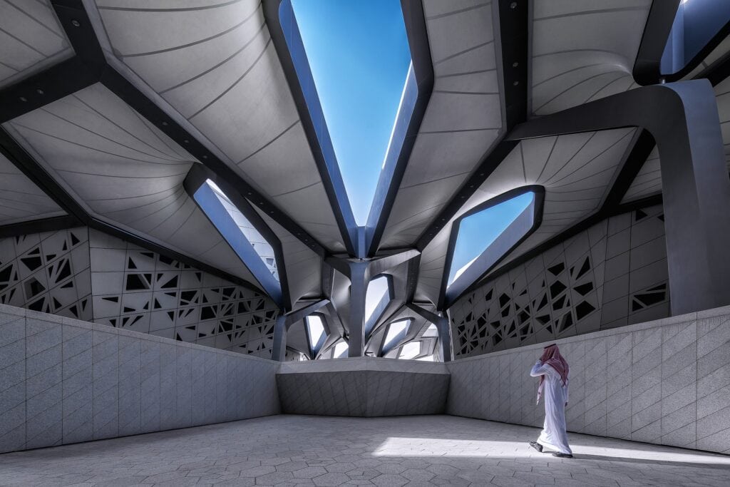 Interior of King Abdullah Petroleum Studies and Research Center (KAPSARC), showcasing modern design