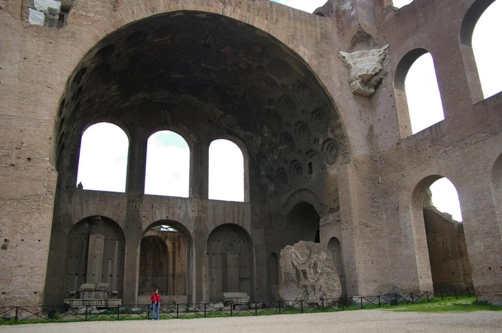 The ruins of the dome of the Basilica of Maxentius in Rome