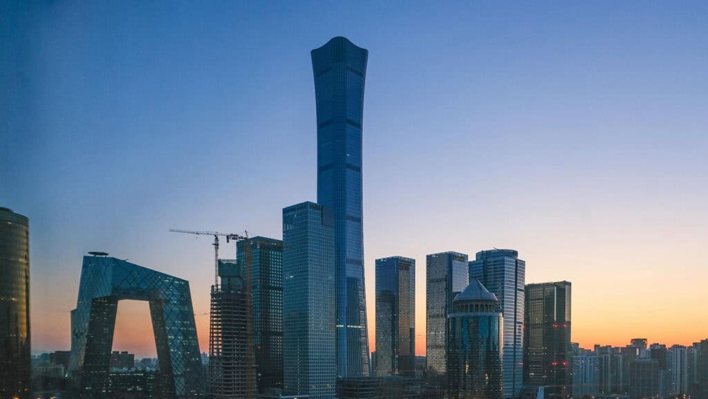 Beijing, China, featuring a blend of historic and modern landmarks