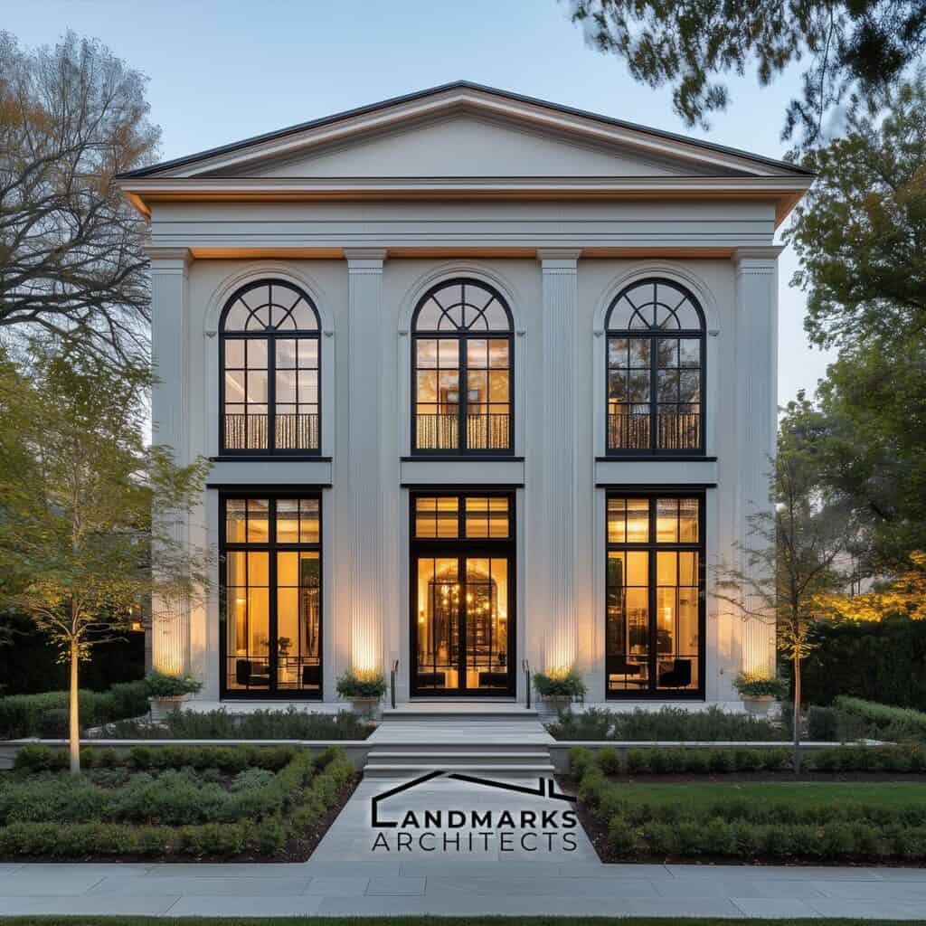 Modern Georgian architecture blends classical symmetry with contemporary design