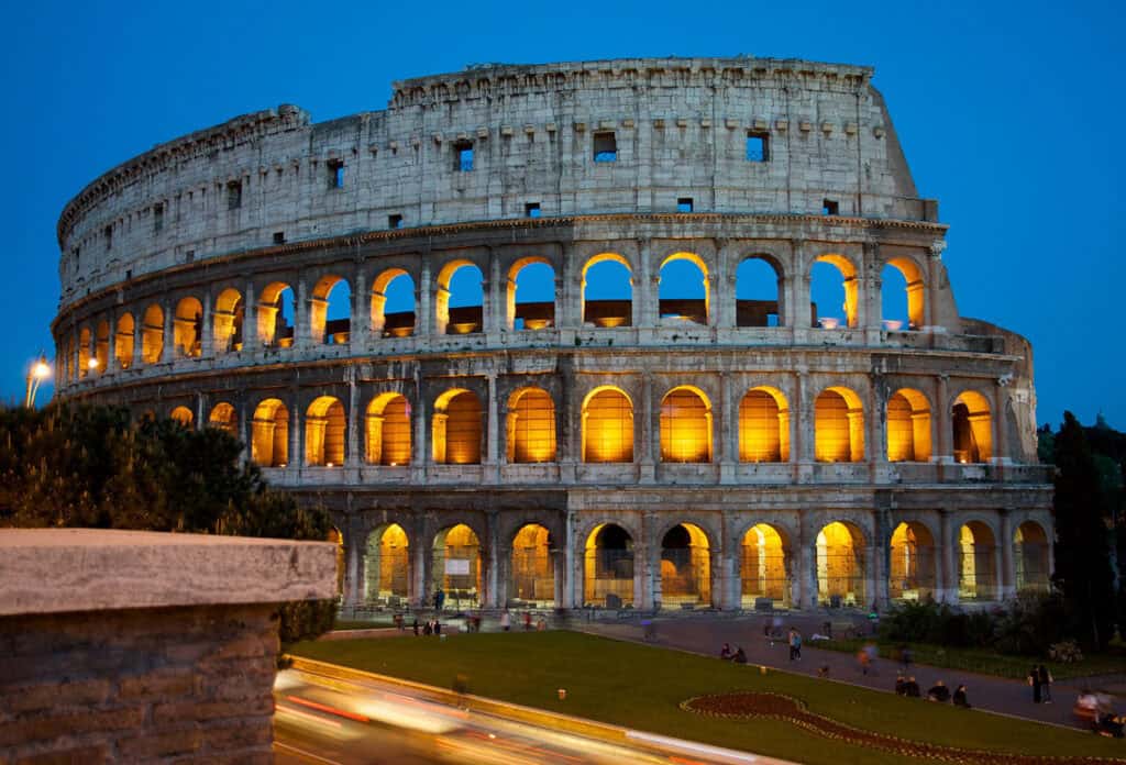 The Colosseum, an ancient amphitheater in Rome, Italy