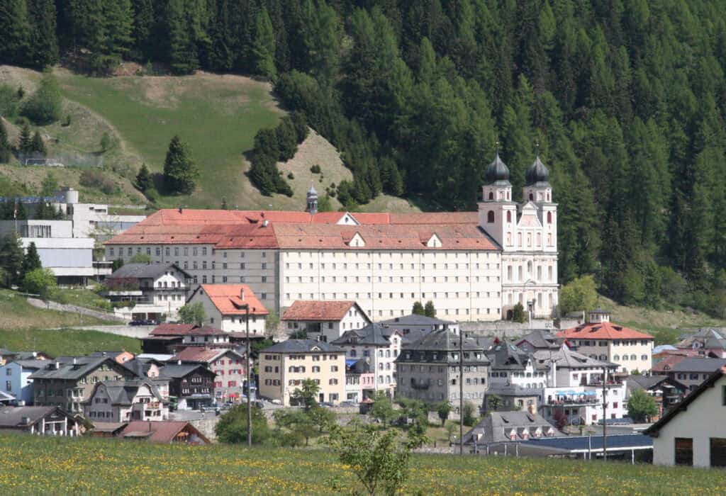 Disentis Abbey, a Baroque Benedictine monastery in Disentis, Switzerland