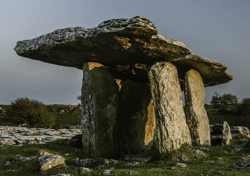 Poulnabrone Dolmen, a historic megalithic tomb in Ireland’s Burren region