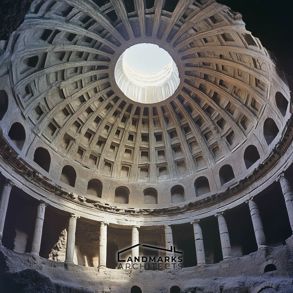 Roman dome architecture using innovative concrete techniques