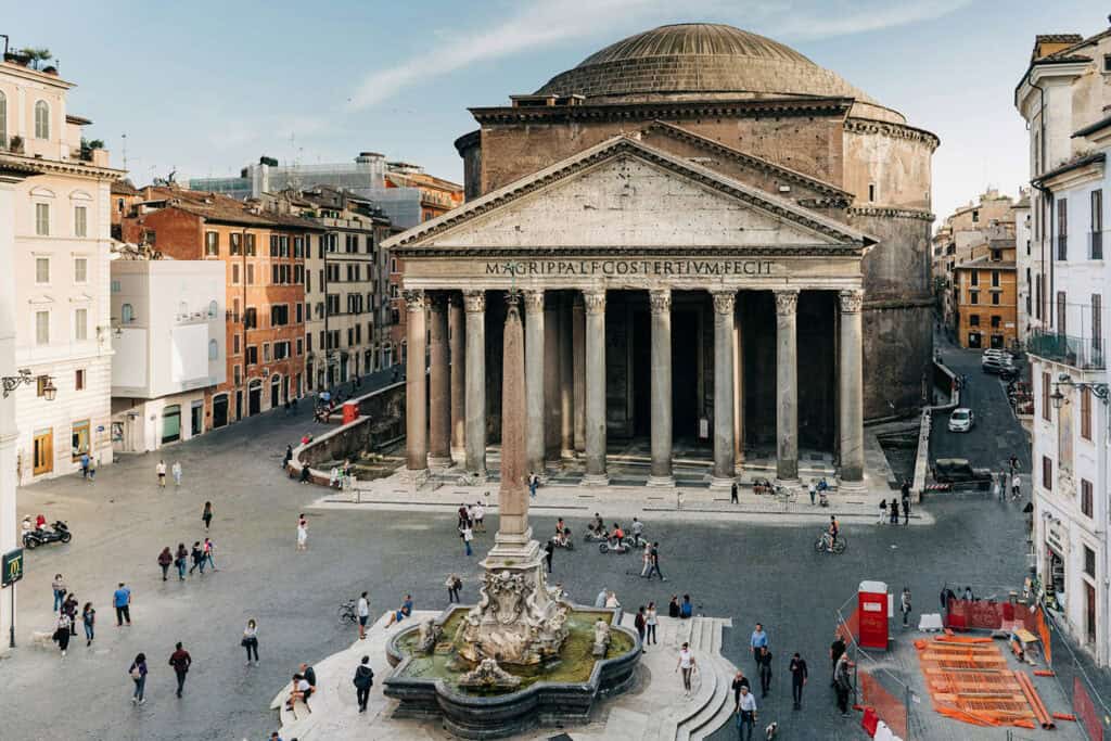 Exterior view of the Pantheon dome, showcasing its architectural design