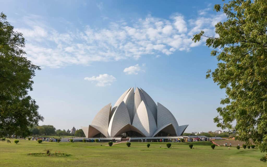 Lotus Temple, an iconic Bahá'í house of worship in Delhi, India