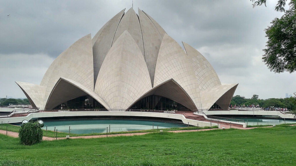 Lotus Temple, a unique flower-shaped Baháʼí House of Worship in New Delhi, India