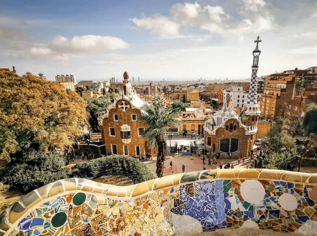 Park Güell, a public park designed by Antoni Gaudí in Barcelona, Spain.