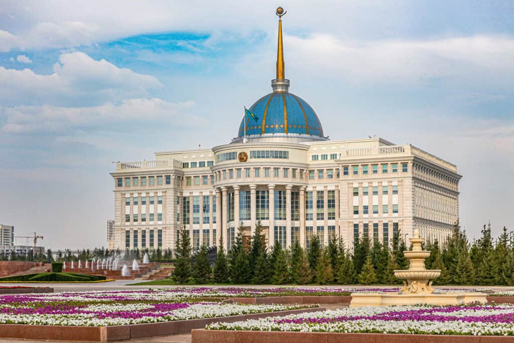 Ak Orda Presidential Palace, the official residence in Astana (Nur-Sultan), Kazakhstan.