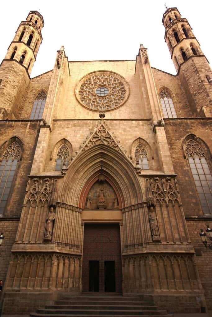 Basilica de Santa Maria del Mar, a Gothic church in Barcelona, Spain.