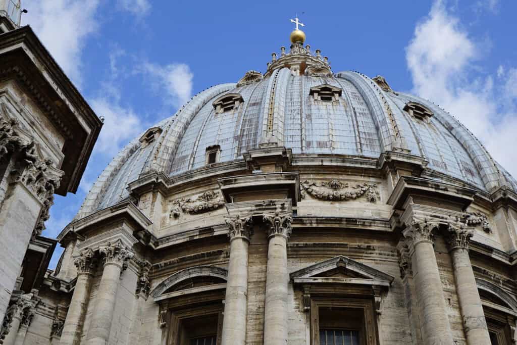 The dome of St. Peter's Basilica, an iconic architectural feature in Vatican City