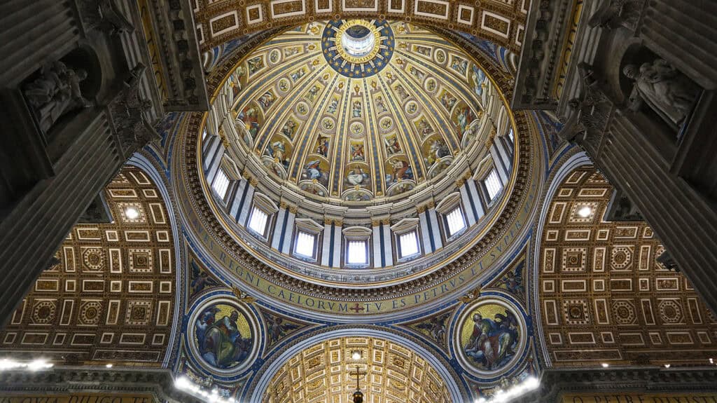 Interior view of the dome of St. Peter's Basilica, showcasing its intricate design