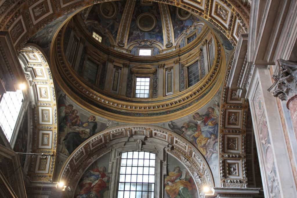 Inside view of St. Peter's Basilica dome, highlighting its design