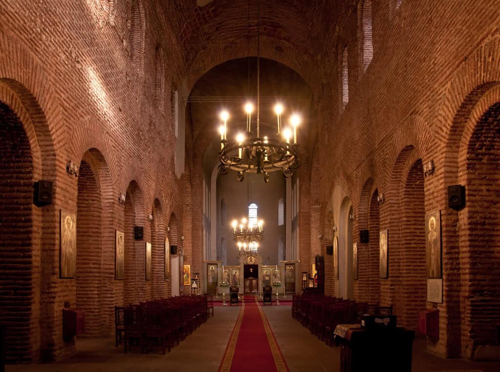 Interior of St. Sofia Church, showcasing Byzantine architecture.