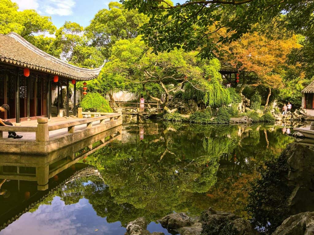 Classical garden in Suzhou, China, showcasing traditional design