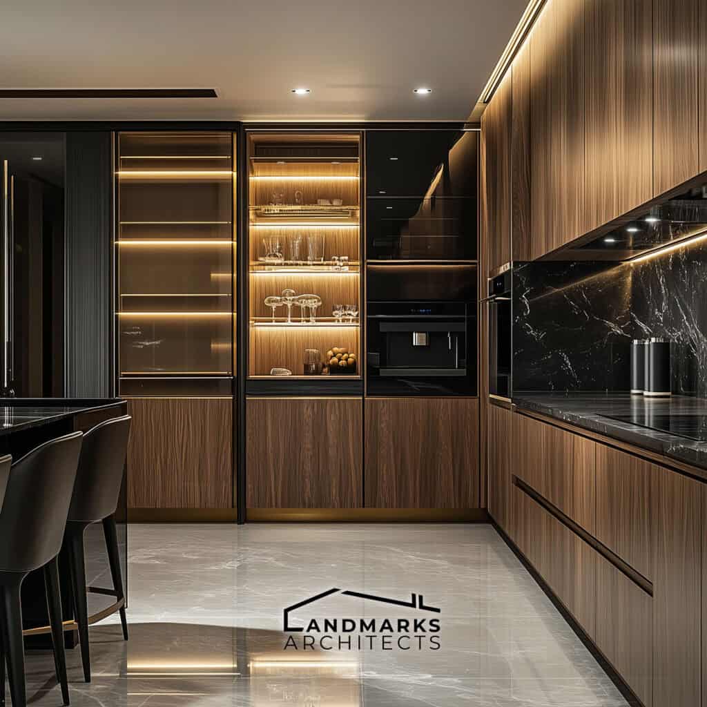 AI-designed interior with custom-tailored cabinets.