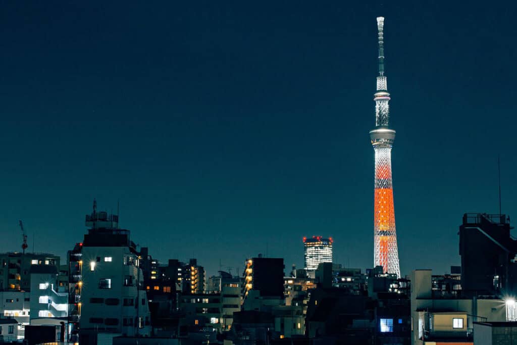 Tokyo Skytree, a towering observation and broadcast structure in Tokyo, Japan